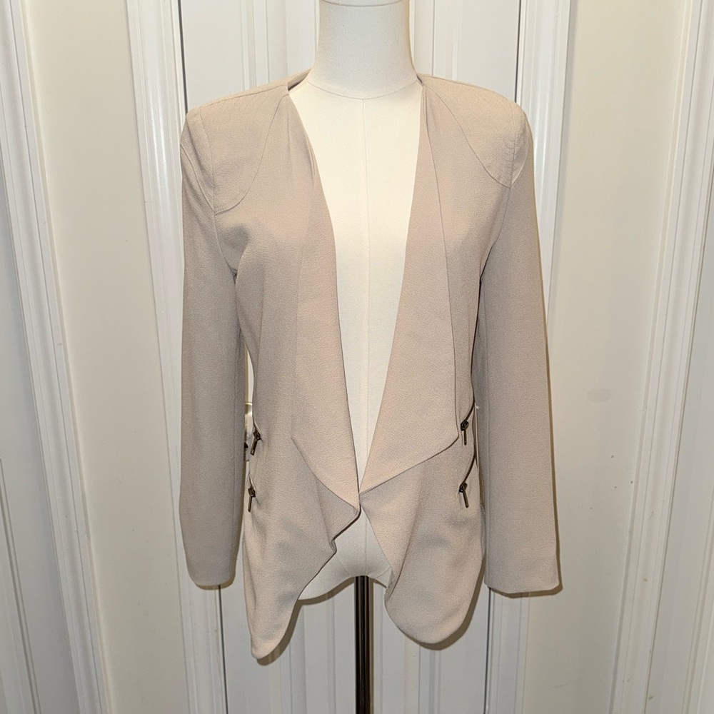 Double Zero Cream Open Front Blazer